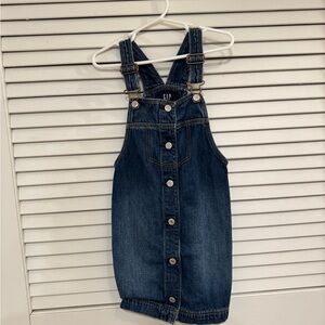 Baby Gap Girls' Dark Blue Denim Overall Dress